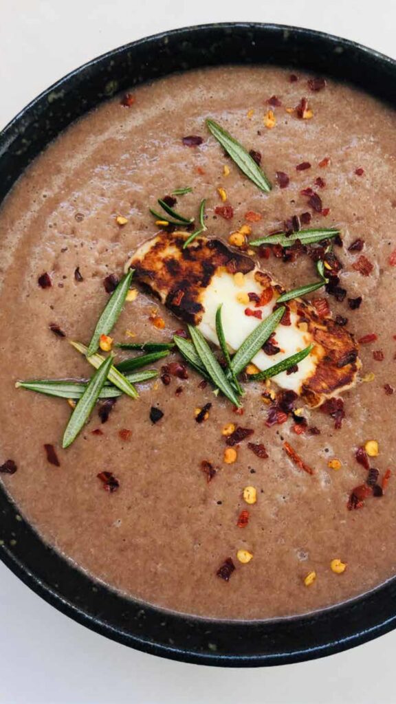 Mixed Mushroom Soup With Haloumi